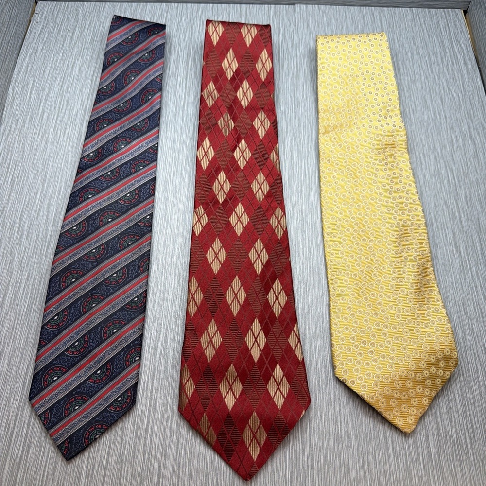 Mens Silk Tie Lot 3 Neckties Paisley Striped Business Formal Jos A Bank